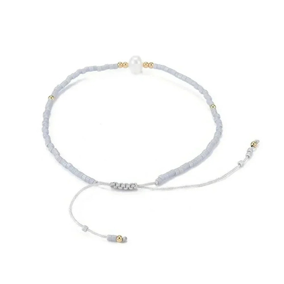 Handcrafted Real Freshwater Pearl Light Gray Japanese Glass Beads Bracelet - Picture 3 of 3